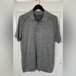 Lululemon Shirt Mens Large Gray Metal Vent Tech Polo Short Sleeve‎ Stretch
